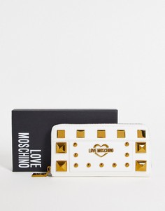 Белый кошелек с декоративными заклепками Love Moschino