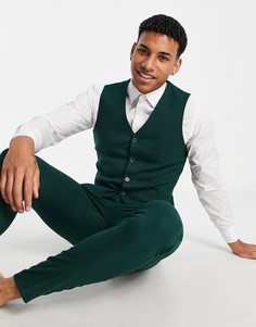Зеленый супероблегающий фактурный жилет ASOS DESIGN wedding-Зеленый цвет