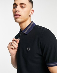 Черная футболка-поло с воротом на молнии Fred Perry-Черный цвет