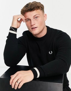 Черный джемпер из овечьей шерсти с круглым вырезом Fred Perry-Черный цвет