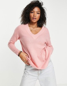 Розовый джемпер с V-образным вырезом Brave Soul Minky-Розовый цвет