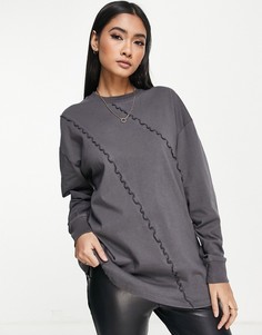 Темно-серый oversized-лонгслив с наружными швами ASOS DESIGN