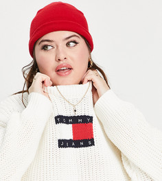 Кремовый джемпер с логотипом-флагом Tommy Jeans Plus-Белый