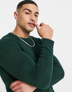 Изумрудно-зеленый джемпер из хлопка средней плотности ASOS DESIGN-Зеленый цвет