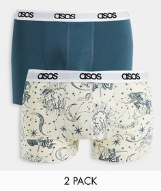 Набор из 2 боксеров-брифов с принтом небесных тел ASOS DESIGN-Разноцветный