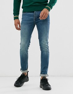 Выбеленные эластичные зауженные джинсы Topman-Голубой