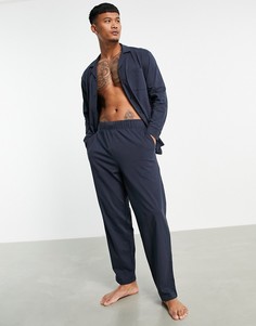 Пижамный комплект из рубашки и брюк темно-синего цвета ASOS DESIGN-Темно-синий