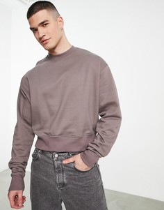 Синий свитшот в стиле oversized из плотного органического материала с отделкой строчкой от комплекта ASOS DESIGN-Коричневый цвет