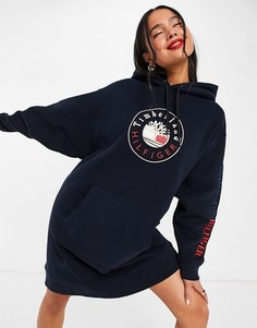 Темно-синее платье-худи с логотипом Tommy Hilfiger x Timberland-Темно-синий