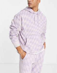 Сиреневый худи со сплошным принтом в шахматную клетку от комплекта Topman-Фиолетовый цвет