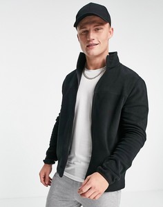 Черная флисовая спортивная куртка ASOS DESIGN-Черный цвет