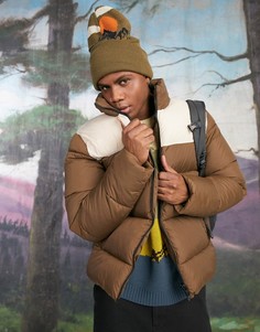 Пуховик цвета экрю с контрастными вставками ASOS DESIGN-Светло-бежевый цвет