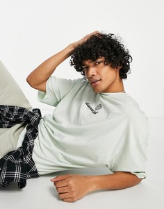 Светло-зеленая футболка в стиле oversized с принтом на груди ASOS Daysocial-Зеленый цвет