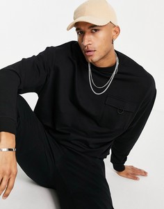 Черный выбеленный oversized-свитшот с карманом от комплекта ASOS DESIGN-Черный цвет