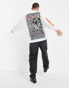Oversized-футболка белого цвета с длинным рукавом и принтом на спине и рукавах ASOS DESIGN-Белый