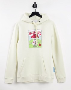 Oversized-худи бежевого цвета с принтом грибов Bershka-Светло-бежевый цвет