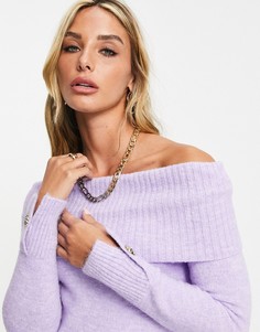 Фиолетовый джемпер с открытыми плечами River Island-Фиолетовый цвет