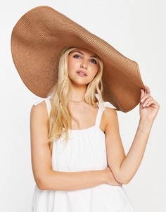 Коричневая соломенная шляпа в стиле oversized с гибкими полями ASOS DESIGN-Коричневый цвет