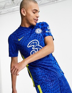Синяя трикотажная футболка с эмблемой клуба "Chelsea" сезона 2021/2022 Nike Football-Голубой