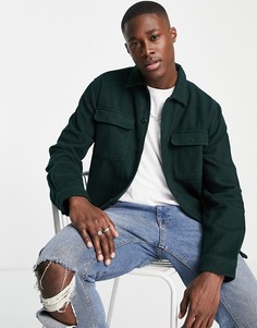 Зеленая oversized-рубашка навыпуск из органического хлопка Selected Homme-Зеленый цвет