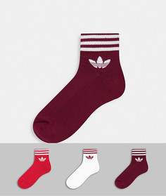 Набор из 3 пар разноцветных носков до щиколотки с логотипом-трилистником adidas Originals-Многоцветный