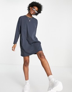 Платье-лонгслив угольного цвета в стиле oversized ASOS DESIGN-Серый