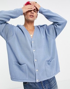 Голубой кардиган из хлопка средней плотности ASOS DESIGN