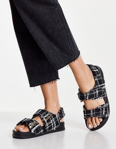 Черно-белые сандалии из твида в спортивном стиле ASOS DESIGN Factually-Разноцветный