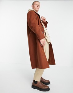 Коричневое пальто в стиле oversized ASOS DESIGN-Коричневый цвет