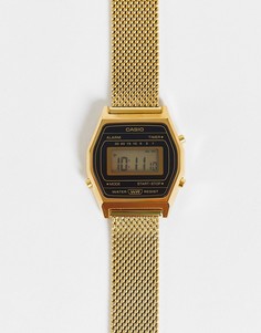 Золотистые цифровые часы в стиле унисекс с сетчатым ремешком Casio Vintage-Золотистый