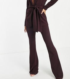 Расклешенные трикотажные брюки винного цвета ASOS DESIGN Tall-Светло-бежевый цвет