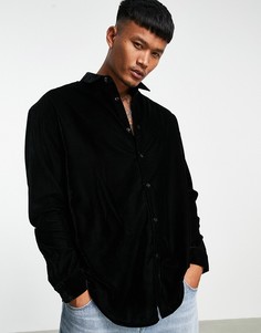 Черная бархатная рубашка oversized ASOS DESIGN-Черный цвет