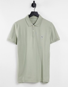 Приталенная футболка-поло выбеленного оливкового цвета с логотипом American Eagle-Зеленый цвет