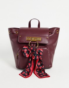 Темно-красный рюкзак с шарфом Love Moschino