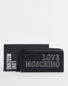 Черный большой кошелек с логотипом Love Moschino-Черный цвет