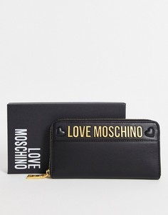 Черный большой кошелек с логотипом Love Moschino-Черный цвет