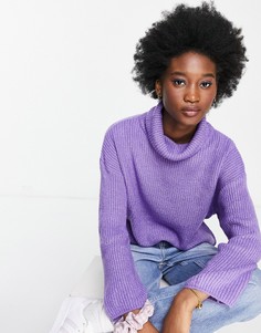 Фиолетовый джемпер в рубчик с высоким воротником ASOS DESIGN-Фиолетовый цвет