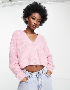 Розовый кардиган с V-образным вырезом Stradivarius-Розовый цвет