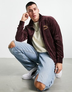 Велюровая олимпийка бордового и золотистого цветов Puma Icon-Красный