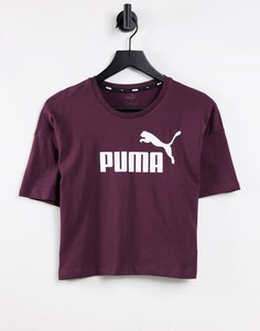 Укороченная бордовая футболка Puma Essentials-Красный