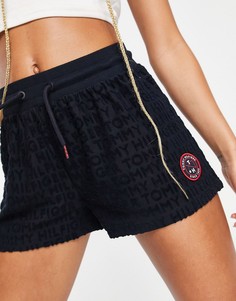 Темно-синие шорты для дома из махрового материала в стиле ретро Tommy Hilfiger-Темно-синий
