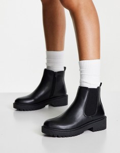 Черные ботинки челси на плоской массивной подошве New Look-Черный цвет