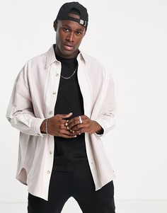 Рубашка навыпуск в полоску нейтральных цветов Topman-Светло-бежевый цвет