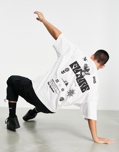 Белая oversized-футболка с принтом на груди и фотопринтом на спине ASOS DESIGN-Белый
