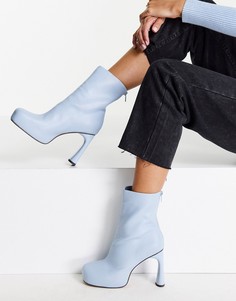 Голубые ботильоны на высоком каблуке и платформе Topshop Harri-Голубой