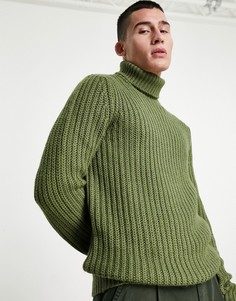 Плотная водолазка цвета хаки ASOS DESIGN-Зеленый цвет
