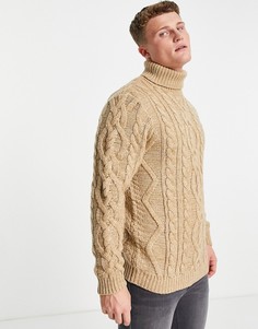 Светло-коричневая водолазка из плотного материала вязки «косами» ASOS DESIGN-Светло-бежевый цвет