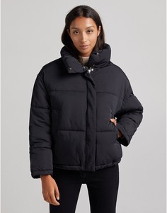 Черный пуховик в стиле oversized Bershka-Черный цвет