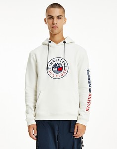 Кремовый худи с фирменным логотипом спереди и на рукаве Tommy Hilfiger x Timberland-Белый