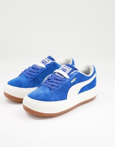 Сине-белые кроссовки Puma Suede Mayu-Голубой
